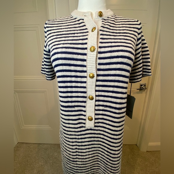 Zadig & Voltaire Tahoe Striped Knit Dress NWT Navy and Cream Striped XS - Picture 4 of 10